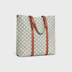 CABAS WITH BUCKLE in Triomphe Canvas and calfskin