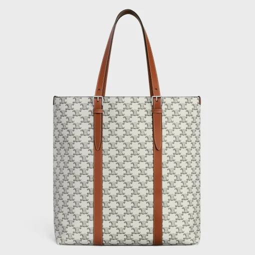 CABAS WITH BUCKLE in Triomphe Canvas and calfskin