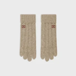 cable-knit triomphe gloves in cashmere