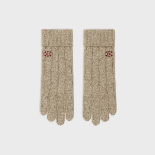 cable-knit triomphe gloves in cashmere