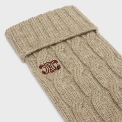 cable-knit triomphe gloves in cashmere