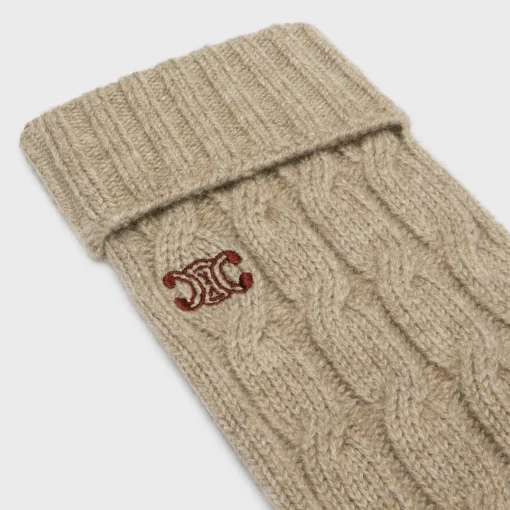 cable-knit triomphe gloves in cashmere