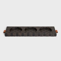 CANDLE TRAY IN NAPPA LAMBSKIN WITH TRIOMPHE CANVAS PRINT AND CALFSKIN