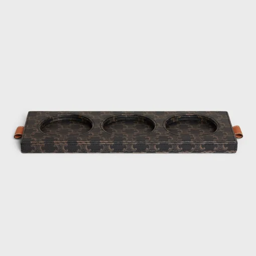 CANDLE TRAY IN NAPPA LAMBSKIN WITH TRIOMPHE CANVAS PRINT AND CALFSKIN