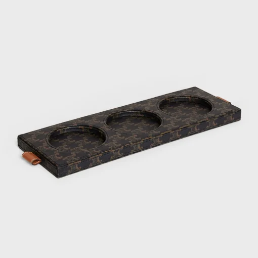 CANDLE TRAY IN NAPPA LAMBSKIN WITH TRIOMPHE CANVAS PRINT AND CALFSKIN