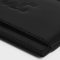 Card holder in Satinated calfskin with triomphe embossed