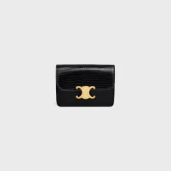 CARD HOLDER WITH FLAP TRIOMPHE in lizard