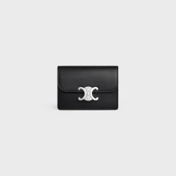 CARD HOLDER WITH FLAP TRIOMPHE in Shiny calfskin