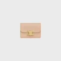 CARD HOLDER WITH FLAP TRIOMPHE in Shiny calfskin