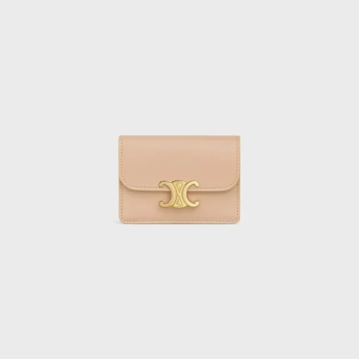 CARD HOLDER WITH FLAP TRIOMPHE in Shiny calfskin