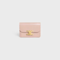 CARD HOLDER WITH FLAP TRIOMPHE in PATENT CALFSKIN