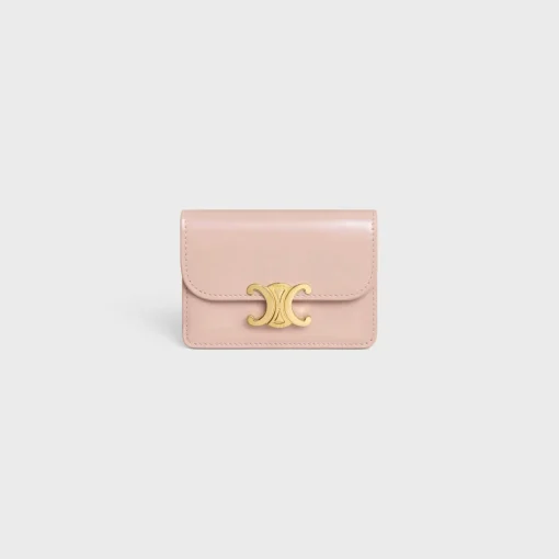 CARD HOLDER WITH FLAP TRIOMPHE in PATENT CALFSKIN