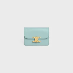 CARD HOLDER WITH FLAP TRIOMPHE in Shiny calfskin