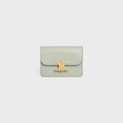 CARD HOLDER WITH FLAP TRIOMPHE in Shiny calfskin