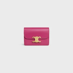 CARD HOLDER WITH FLAP TRIOMPHE in Shiny calfskin