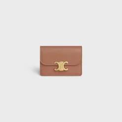 CARD HOLDER WITH FLAP TRIOMPHE in Shiny calfskin