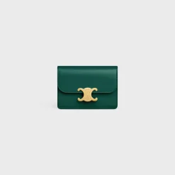 CARD HOLDER WITH FLAP TRIOMPHE in Shiny calfskin