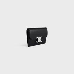 CARD HOLDER WITH FLAP TRIOMPHE in Shiny calfskin