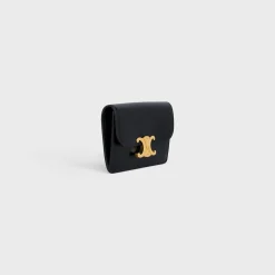 CARD HOLDER WITH FLAP TRIOMPHE in Shiny calfskin