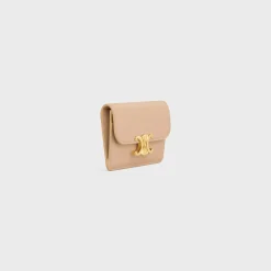 CARD HOLDER WITH FLAP TRIOMPHE in Shiny calfskin