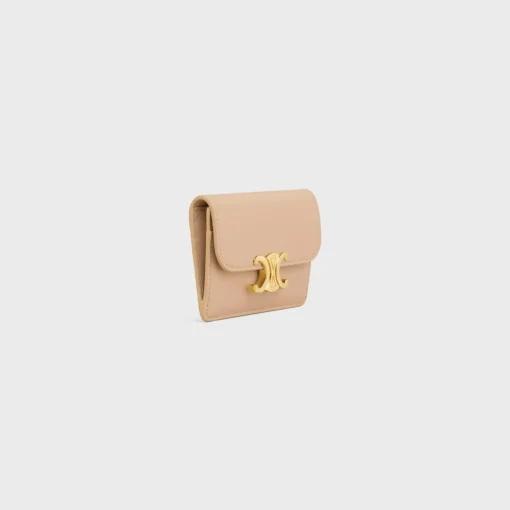 CARD HOLDER WITH FLAP TRIOMPHE in Shiny calfskin