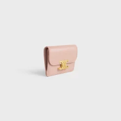 CARD HOLDER WITH FLAP TRIOMPHE in PATENT CALFSKIN