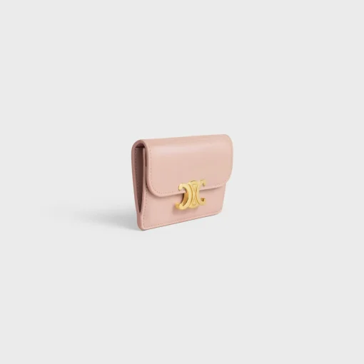 CARD HOLDER WITH FLAP TRIOMPHE in PATENT CALFSKIN