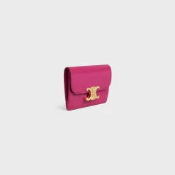 CARD HOLDER WITH FLAP TRIOMPHE in Shiny calfskin