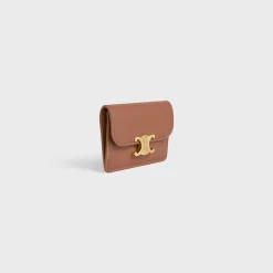 CARD HOLDER WITH FLAP TRIOMPHE in Shiny calfskin