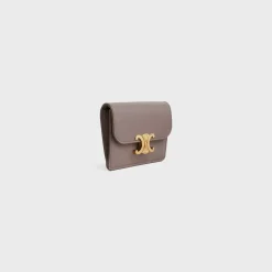 CARD HOLDER WITH FLAP TRIOMPHE in Shiny calfskin