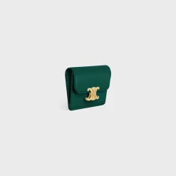 CARD HOLDER WITH FLAP TRIOMPHE in Shiny calfskin