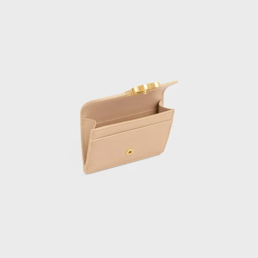 CARD HOLDER WITH FLAP TRIOMPHE in Shiny calfskin