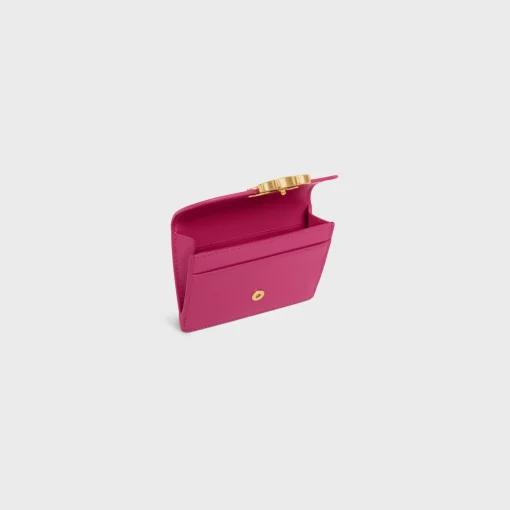 CARD HOLDER WITH FLAP TRIOMPHE in Shiny calfskin