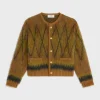 cardigan jacket in brushed argyle mohair