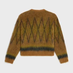 cardigan jacket in brushed argyle mohair