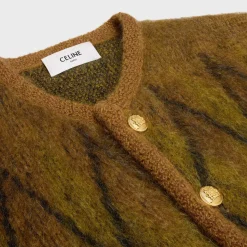 cardigan jacket in brushed argyle mohair