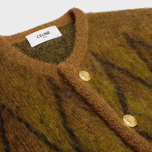 cardigan jacket in brushed argyle mohair