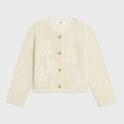 cardigan jacket in floral crocheted cotton