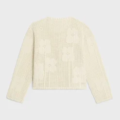 cardigan jacket in floral crocheted cotton