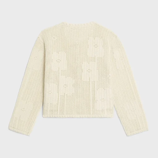 cardigan jacket in floral crocheted cotton