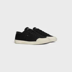 CELINE ALAN AS-01 LOW LACE-UP SNEAKER in CANVAS AND CALFSKIN