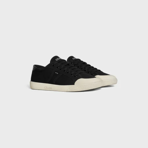 CELINE ALAN AS-01 LOW LACE-UP SNEAKER in CANVAS AND CALFSKIN