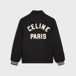 celine baseball teddy jacket in textured wool