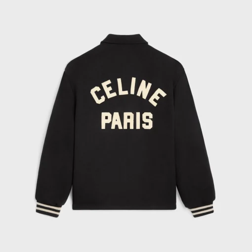celine baseball teddy jacket in textured wool