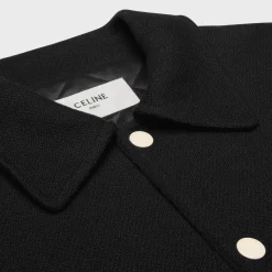 celine baseball teddy jacket in textured wool