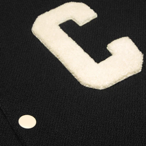 celine baseball teddy jacket in textured wool