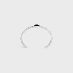 Celine Bevelled Cuff in Onyx and Sterling Silver with Rhodium finish