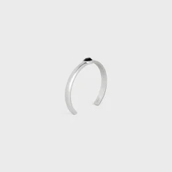 Celine Bevelled Cuff in Onyx and Sterling Silver with Rhodium finish