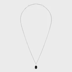 Celine Bevelled Necklace in Onyx and Sterling Silver with Rhodium finish