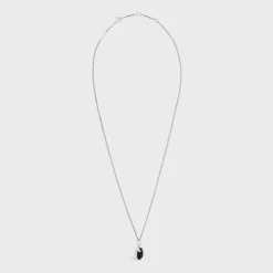 Celine Bevelled Necklace in Onyx and Sterling Silver with Rhodium finish